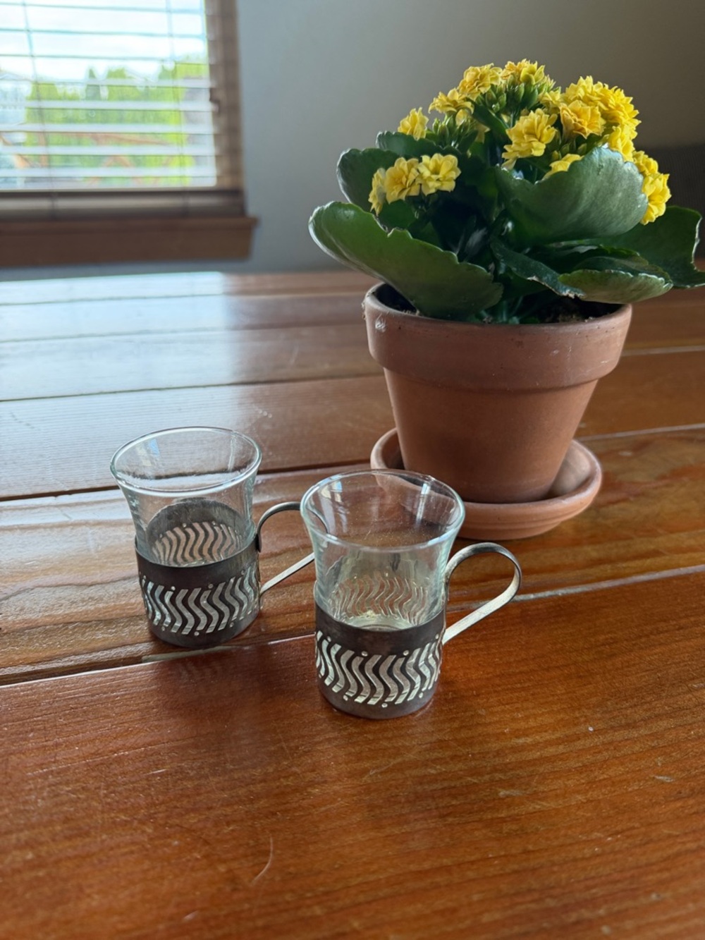 Vintage Silver Plated Demitasse Cups With Geometric Zig Zag Design, Set of 2